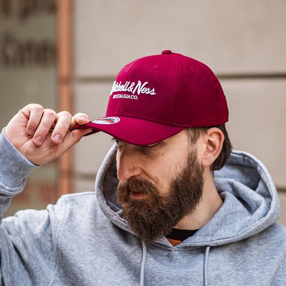 Kšiltovka Mitchell & Ness - Branded Pinscript Classic Red - Burgundy / White