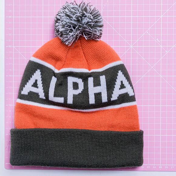 Kulich Alpha Industries Block Bobble Beanie Darkgreen/Orange