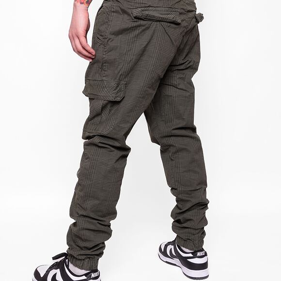 Kalhoty Urban Classics AOP Glencheck Cargo Jog Pants Olive