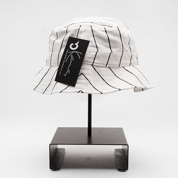 Klobouk Karl Kani Signature Pinstripe Bucket Hat white/black