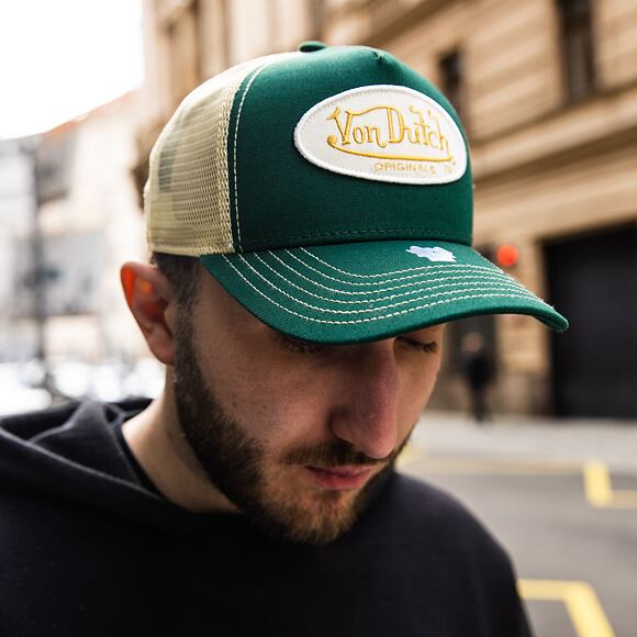 Kšiltovka Von Dutch Boston Trucker Cotton Twill Green/Tan