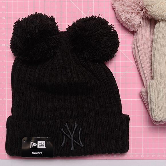 Dámský kulich New Era MLB Womens Double Pom Beanie New York Yankees Black / Black