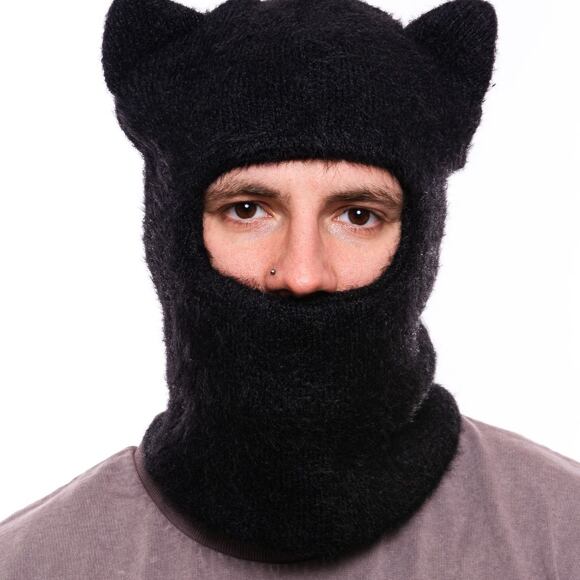 Kukla Rip N Dip Kitty Ears Faux Mohair Balaclava (Black)