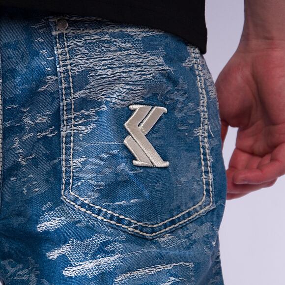 Kalhoty Karl Kani - Og K Distress Camo Five Pocket Denim - medium blue