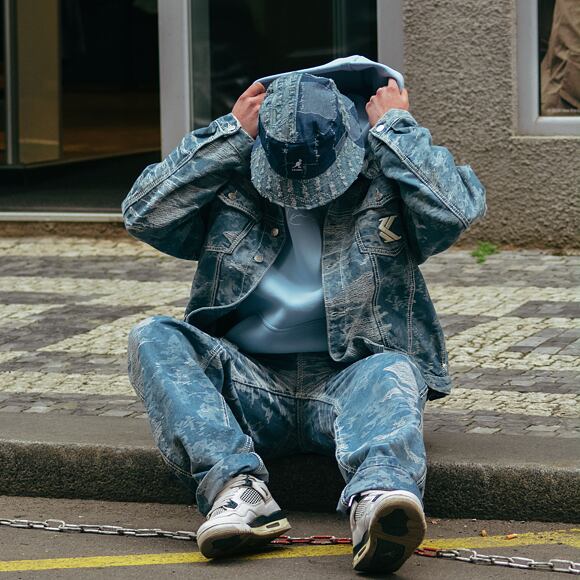 Bunda Karl Kani - Og K Distress Camo Os Denim Jacket - medium blue