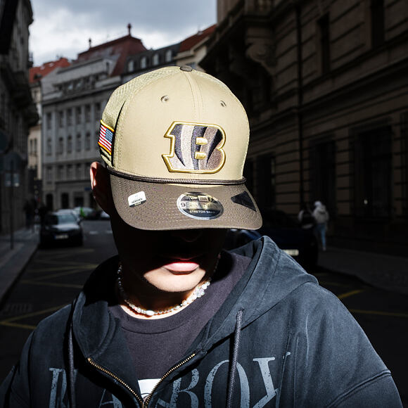 Kšiltovka New Era - NFL25 "Salute to Service" - 9SEVENTY Stretch-Snap - Cincinnati Bengals