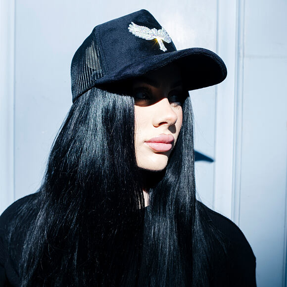 Kšiltovka Reflection Luxury Velvet Rhinostones Black / White