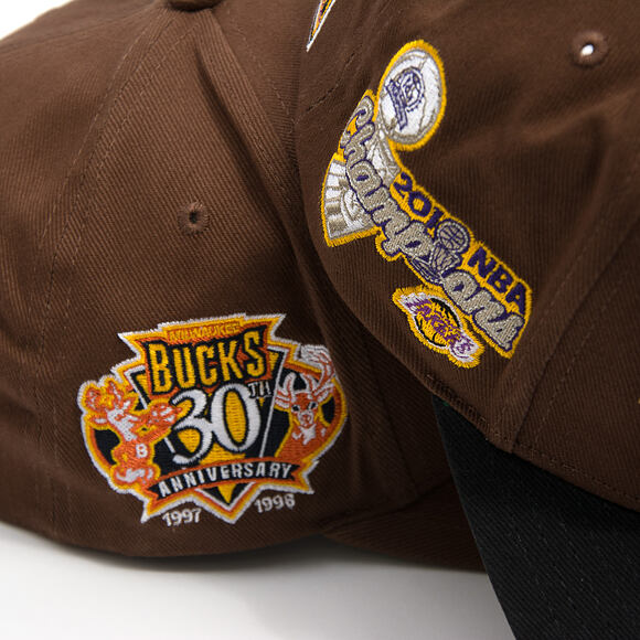 Kšiltovka Mitchell & Ness - NBA - La Script 2.0 - Los Angeles Lakers - Brown/Black