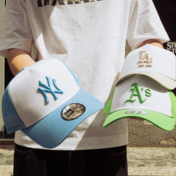 Kšiltovka New Era - MLB Essential 9FORTY A-Frame Trucker - Oakland Athletics - Green / White