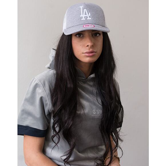 Dámská Kšiltovka s kratším kšiltem New Era Jersey Trucker Los Angeles Dodgers Heather Grey / White S