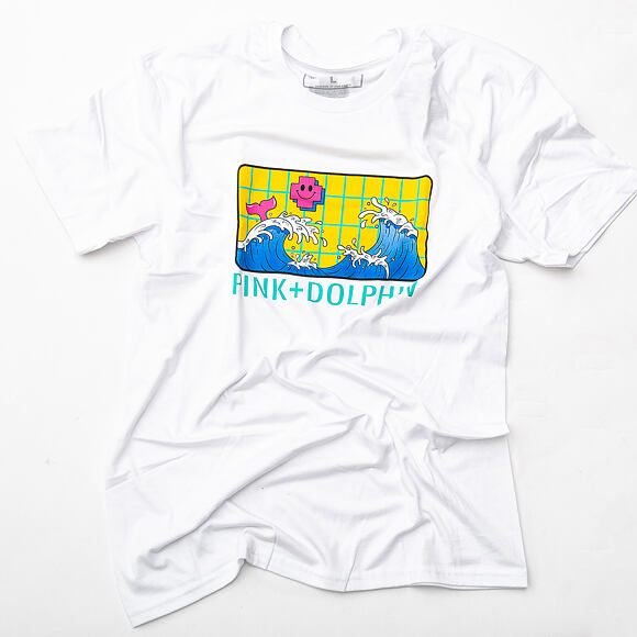 Triko Pink Dolphin Logo Grid White