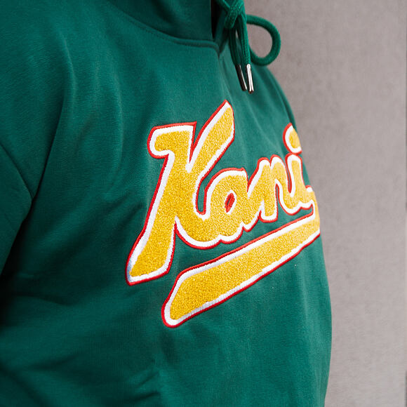 Mikina Karl Kani College Hoodie green/yellow