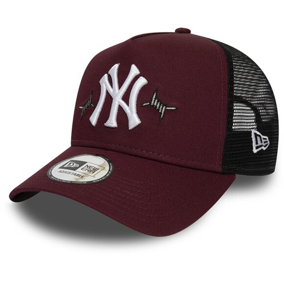 Kšiltovka New Era 9FORTY New York Yankees A-Frame Twine Trucker Maroon