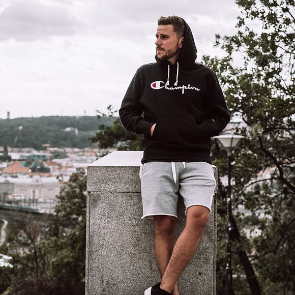 Mikina S Kapucí Champion Hooded Sweatshirt Classic Logo Black 215210