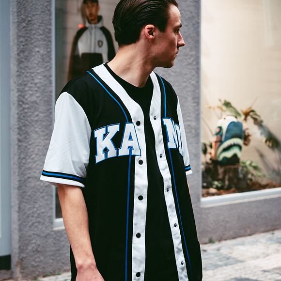 Dres Karl Kani Serif Block Baseball Shirt Black/White 6035437