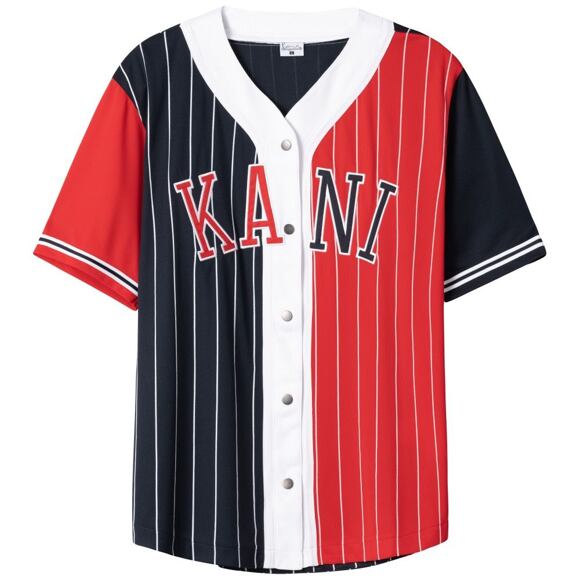 Dres Karl Kani College Block Pinstripe Baseball Shirt 6035557 KM213-080 Navy/ Red