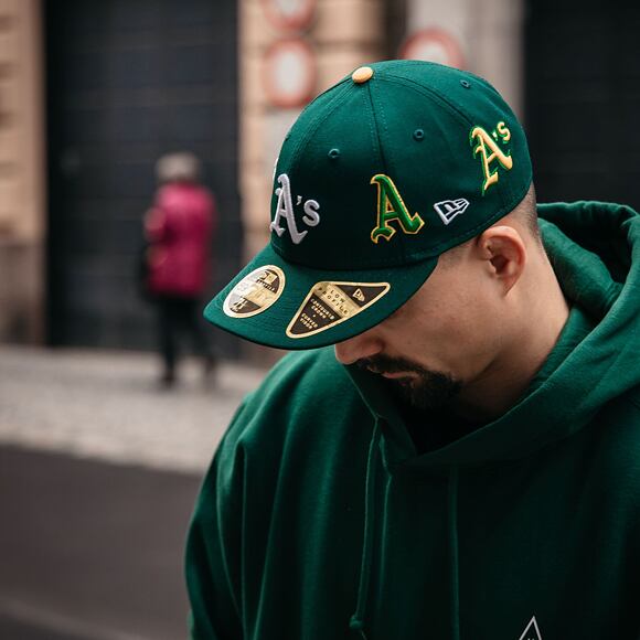 Kšiltovka New Era 59FIFTY MLB All over Logo LP Low Profile Oakland Athletics Dark Green