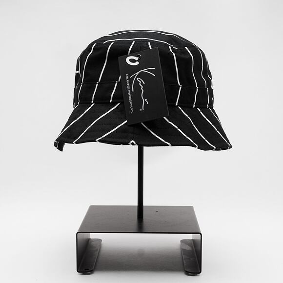Klobouk Karl Kani Signature Pinstripe Bucket Hat black/white