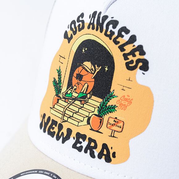 Kšiltovka New Era - 9FORTY Trucker Graphic Print - Los Angeles - Beige