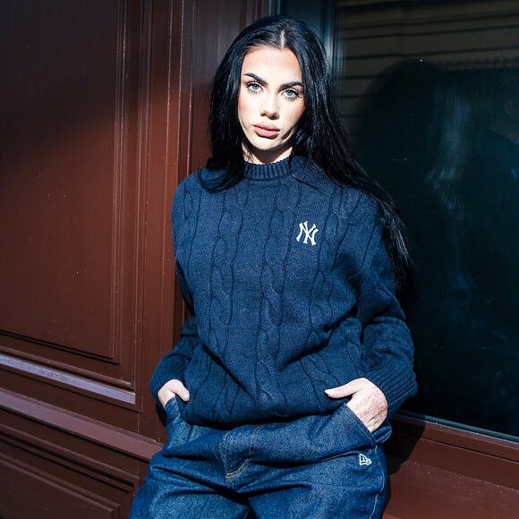 Svetr New Era - MLB Cable Knit Crew - NY Yankees - Navy