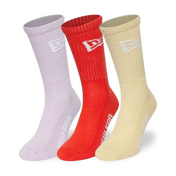 Ponožky New Era - Flag Crew Socks 3pk - Cream / Beige / Brown