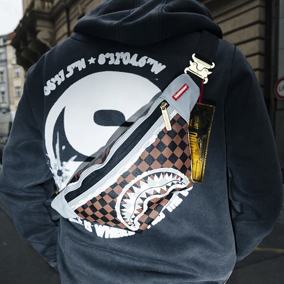 Ledvinka Sprayground Cream And Brown Tear Check Savvy Crossbody