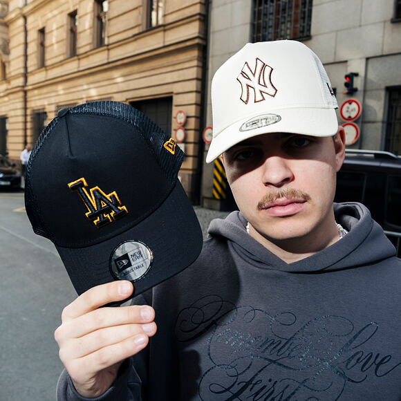 Kšiltovka New Era - MLB Outline 9FORTY Trucker - LA Dodgers - Black