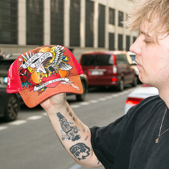 Kšiltovka Ed Hardy - Brave Hearts 6 Panel Metallic Trucker Cap - Samba