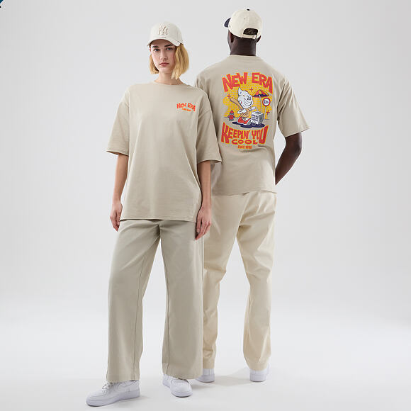Triko New Era - Branded Food Character Oversized Tee - Stone