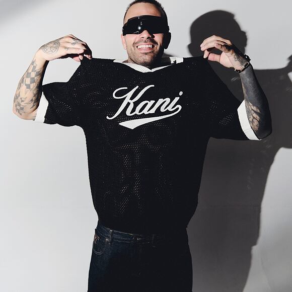 Triko Karl Kani - Cursive Varsity Crochet Boxy T-Shirt - Black