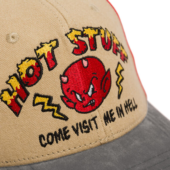 Kšiltovka Capslab - Hot Stuff Trucker - Come Visit Me In Hell Distressed - Sand / Red
