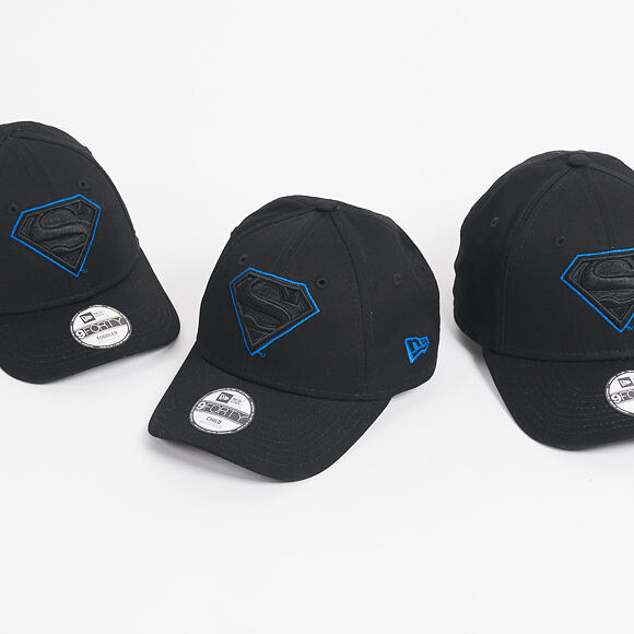 Dětská Kšiltovka New Era Char Outl Superman 9FORTY Youth Black/Blue Azzure Strapback