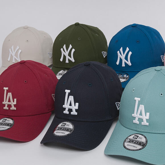 Kšiltovka New Era League Essential Los Angeles Dodgers 9FORTY Strapback Cardinal / Stone