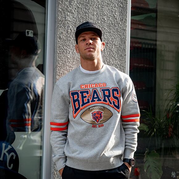 Mikina Mitchell & Ness All Over Print Fleece Crew Chicago Bears Grey Heather