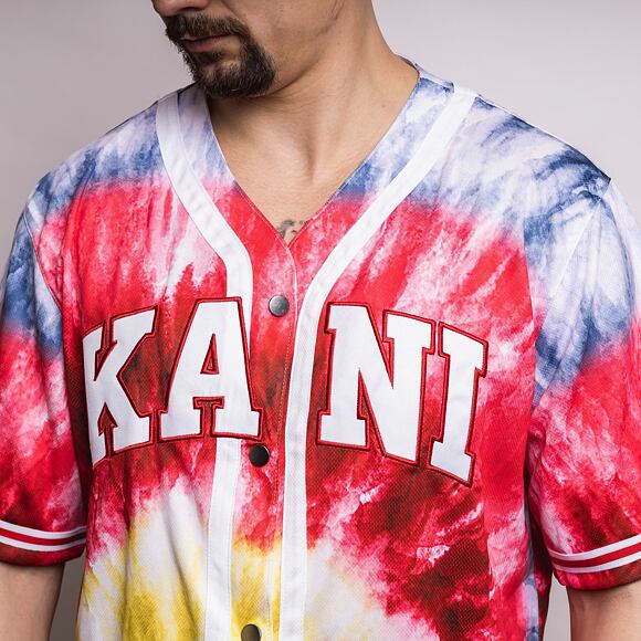 Triko Karl Kani Serif Tie Dye Baseball Shirt multicolor