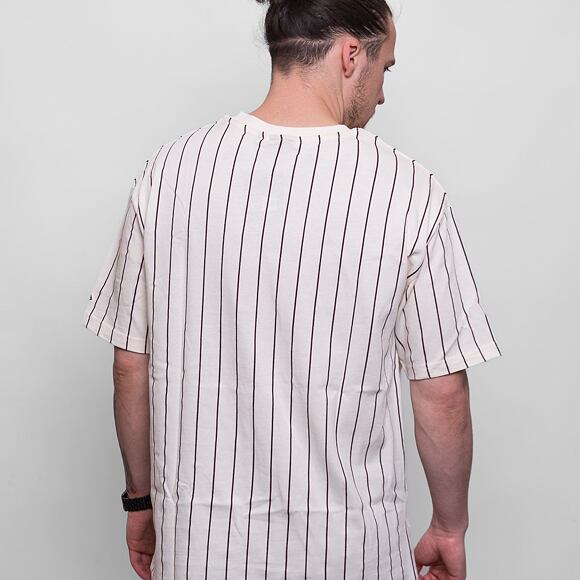 Triko New Era Oversized Pinstripe Tee Off White/Maroon