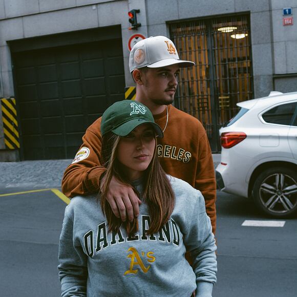 Mikina New Era MLB Large Logo Oversized Crewneck Oakland Athletics Cooperstown Heather Gray / Dark G