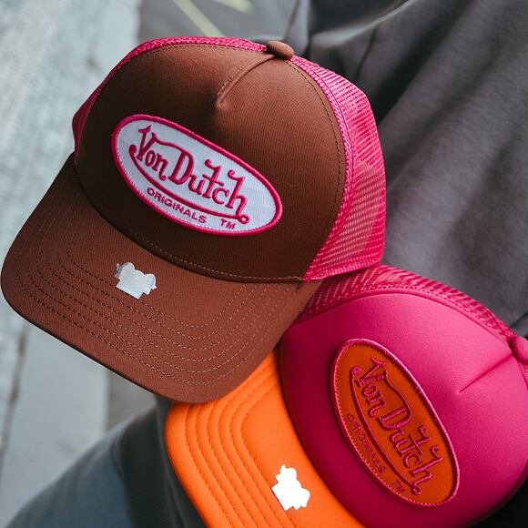 Kšiltovka Von Dutch Trucker Boston - Cotton Twill - Brown/Pink