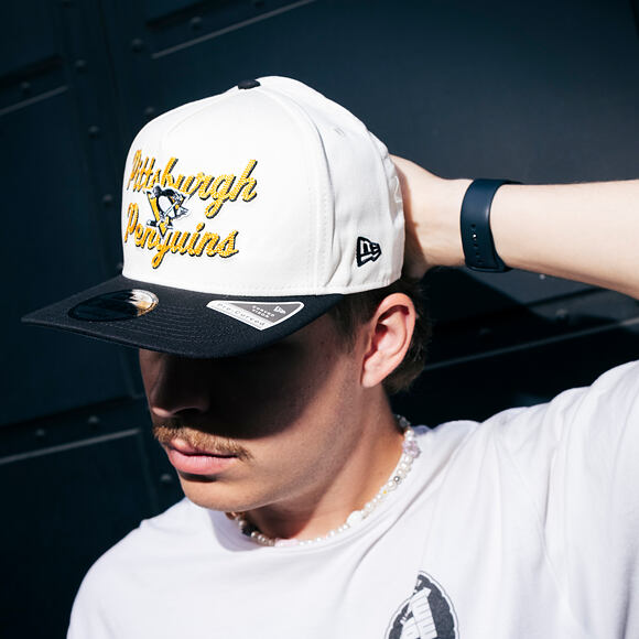 Kšiltovka New Era - NHL Chainstitch 9FIFTY A-Frame - Pittsburgh Penguins - Chrome White