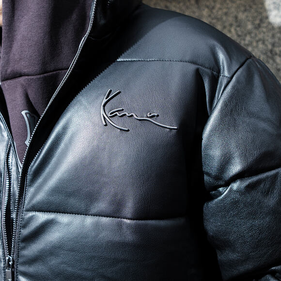 Bunda Karl Kani - Metal Signature Pu Leather Puffer Jacket - Black