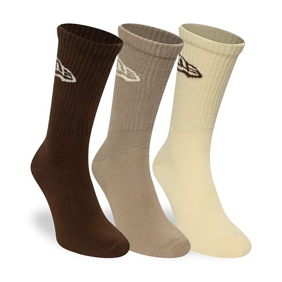Ponožky New Era - Flag Crew Socks 3pk - Cream / Beige / Brown