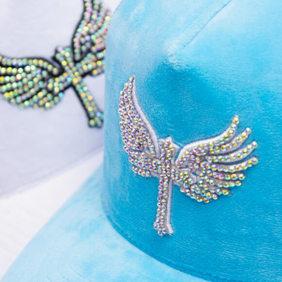 Kšiltovka Reflection Luxury Velvet Rhinostones Baby Blue