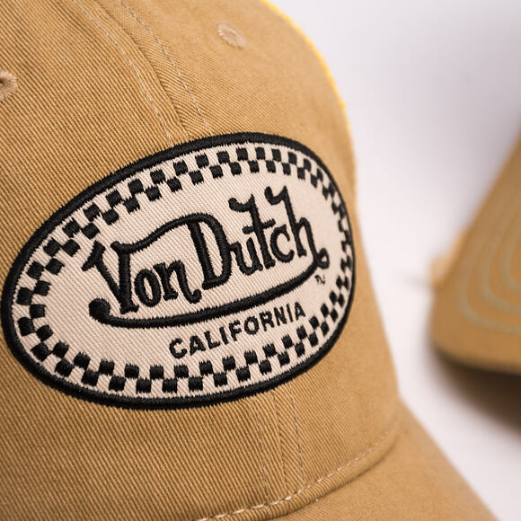 Kšiltovka Von Dutch - Baseball Cap - California Patch - Tan / Yellow