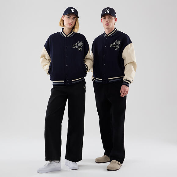 Bunda New Era - Branded Oversized Varsity Jacket - Navy