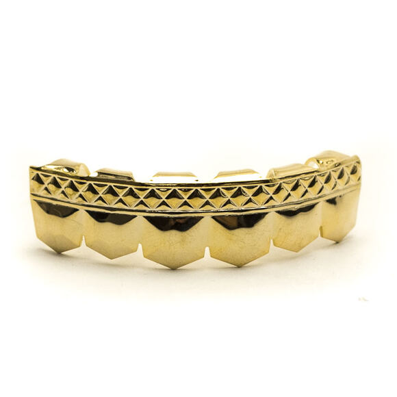 Pozlacené zuby King Ice Diamond Pattern Top Grillz