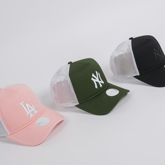 Dámská Kšiltovka New Era Wmns League Essential Trkr Losdo 9FORTY A-FRAME TRUCKER Pink / Optic Whi