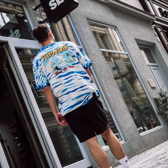 Triko RIP N DIP Hang 10 Tee Blue & White Stripe Dye