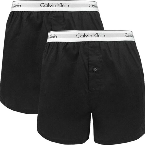 Boxerky Calvin Klein 2P Slim Fit Boxer NB1396A 001 Černá