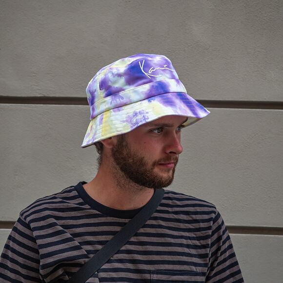 Klobouk Karl Kani KK Signature Tie Dye Bucket Hat Lilac/Yellow 7115091
