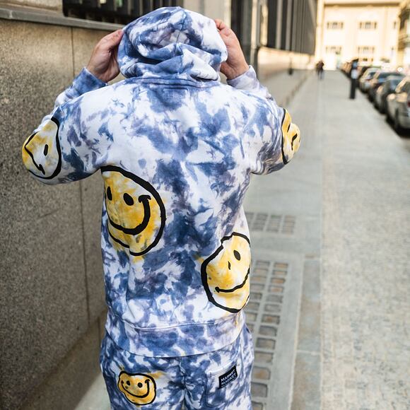 Kraťasy Market Smiley Sun Dye Yellow/Blue Tie-Die